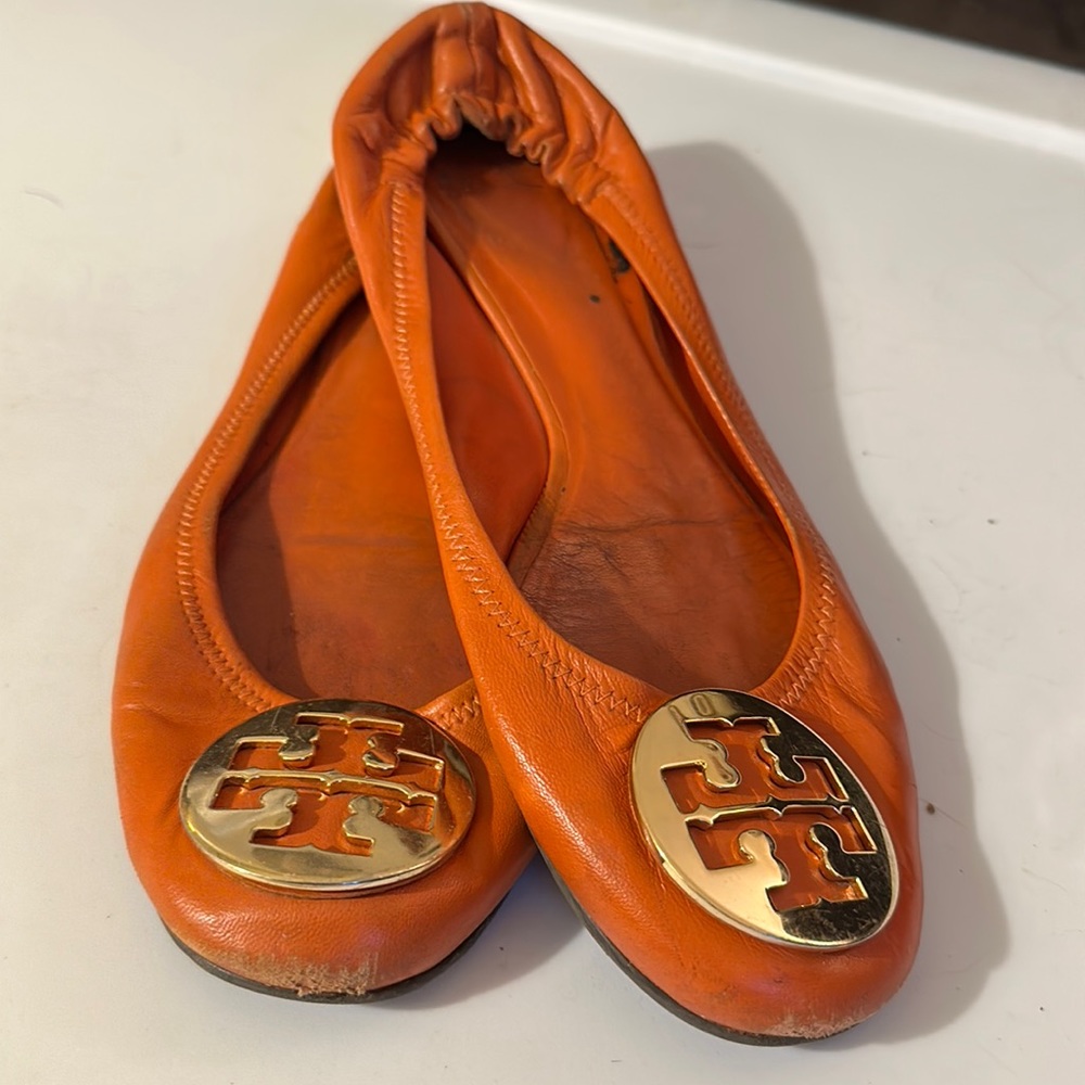 Orange and gold Tory Burch flat